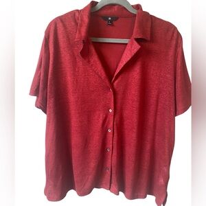 Banana Republic Linen Blouse Top, Button Up, Boxy Fit, Camp Shirt, Lagenlook, L
